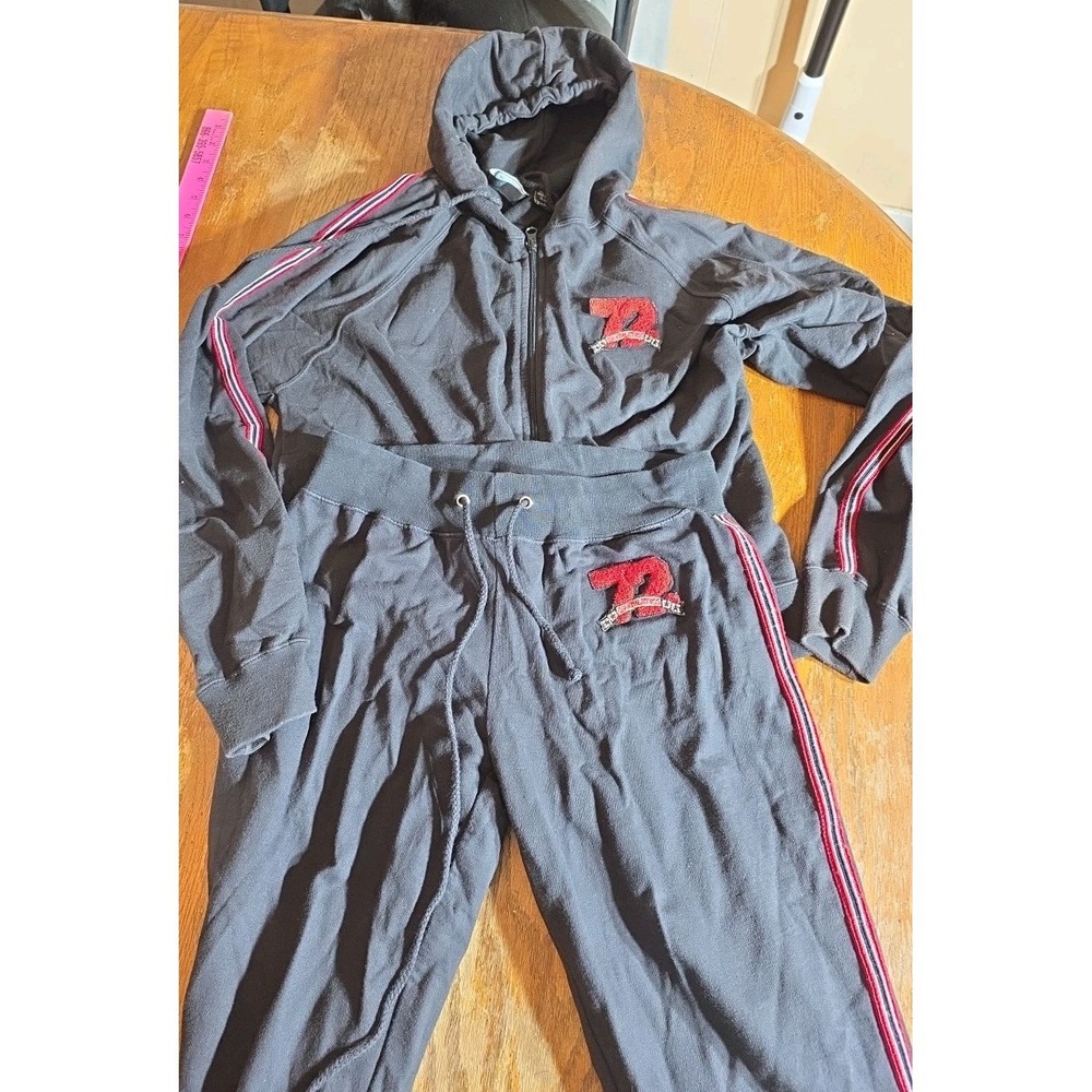 Vintage Ocean Pacific OP Sweatsuit‎ Womens L Black Full Zip Surf Surfing Y2K